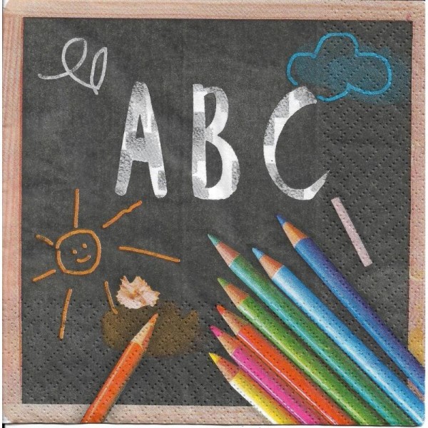 4 Serviettes en papier école ABC Format Lunch - Photo n°1