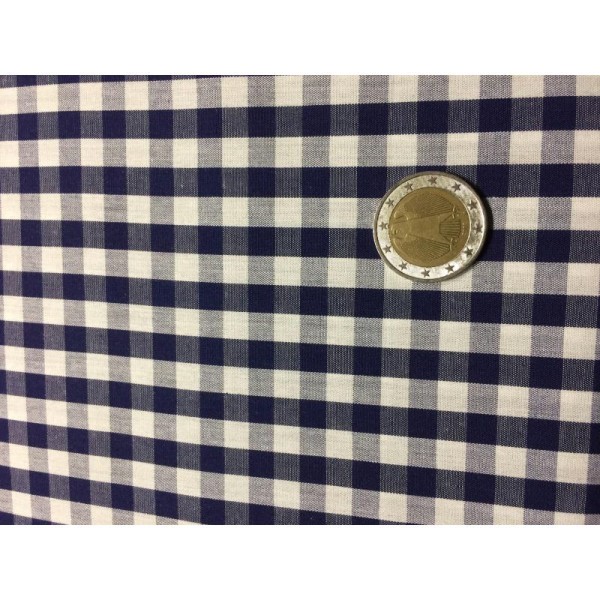 Tissu carreaux bleu marine et blanc - Photo n°1
