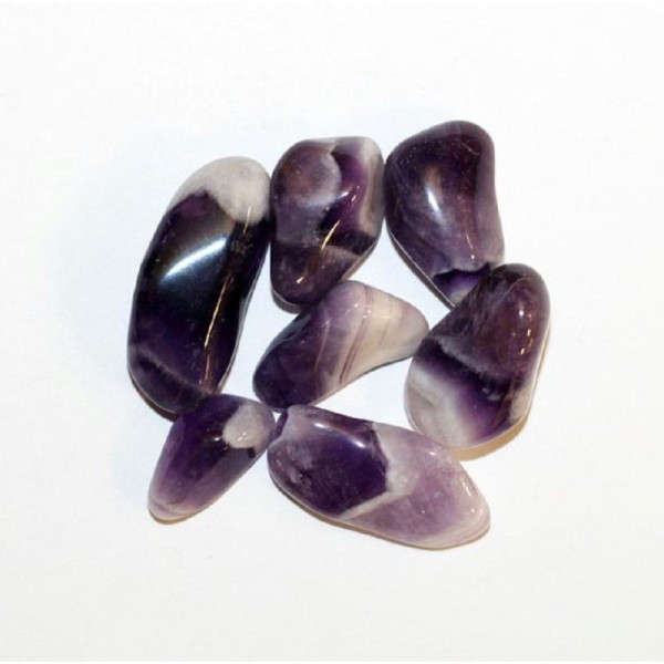 Améthyste rubanée violet et blanc - Pierre roulée 2 à 6grs - Photo n°1