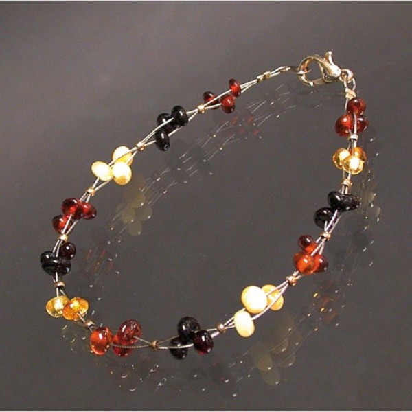 Bracelet ambre multi petites perles - Photo n°1