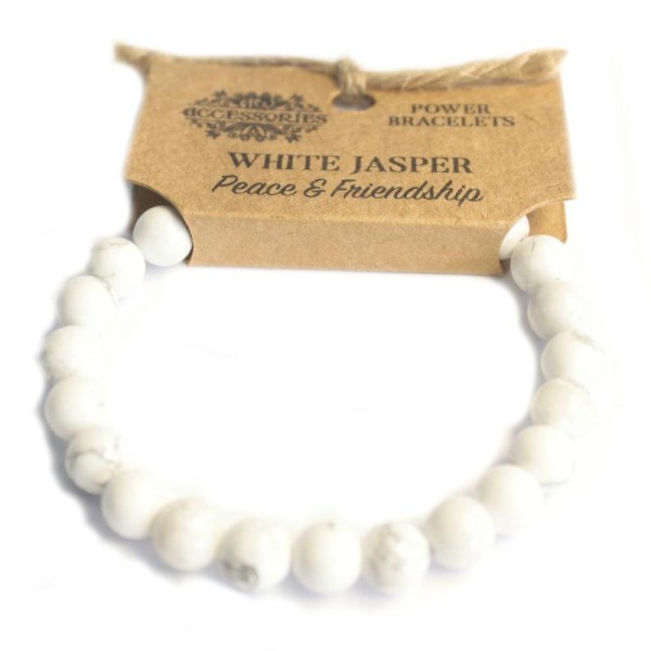 Bracelet de Puissance - Jaspe Blanc - Paix et Amitié - Photo n°1