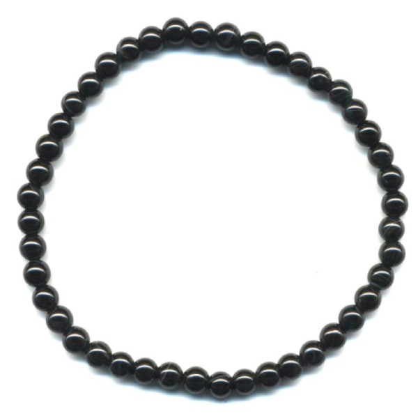 Bracelet onyx noir boules 4mm - Photo n°1