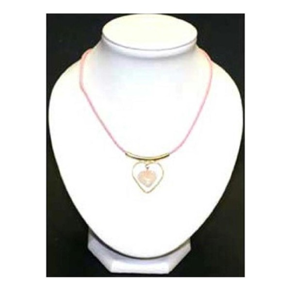 Collier coeur sur cordon quartz rose - Photo n°1