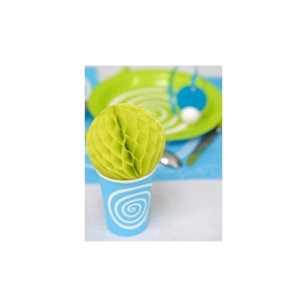 Gobelets carton spirale turquoise blanc les 10 - Photo n°1