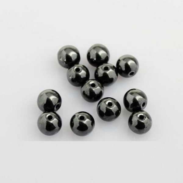Lot 20 Perle Hematite Noir 8mm Non-Magnetique Creation bijoux, bracelet, Collier - Photo n°1