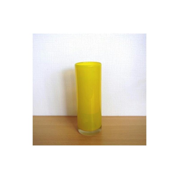 Vase verre cyclindre marbré jaune - Photo n°1