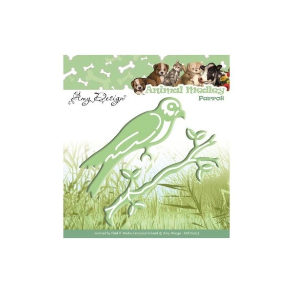 Die - amy design - animal medley - perroquet 8 x 3 cm et 8,5 x 3 cm - Photo n°1