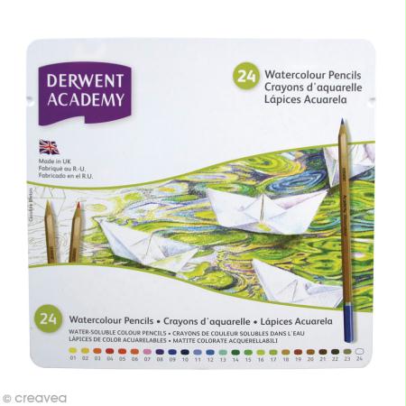 Boîte de crayons de couleur aquarellables - Derwent Academy - 24 pcs