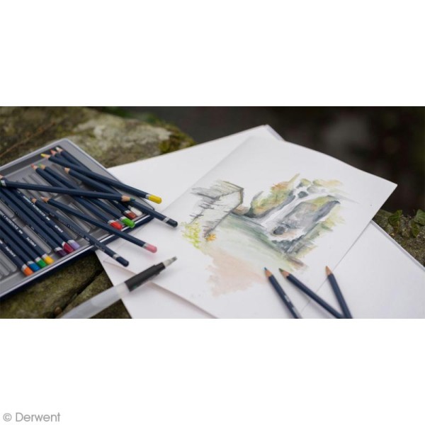 Boîte de crayons de couleur aquarellables - Derwent Academy - 24 pcs - Photo n°3