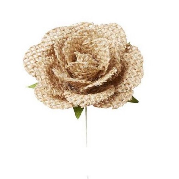10 Minis roses aspect jute D5cm - Photo n°1