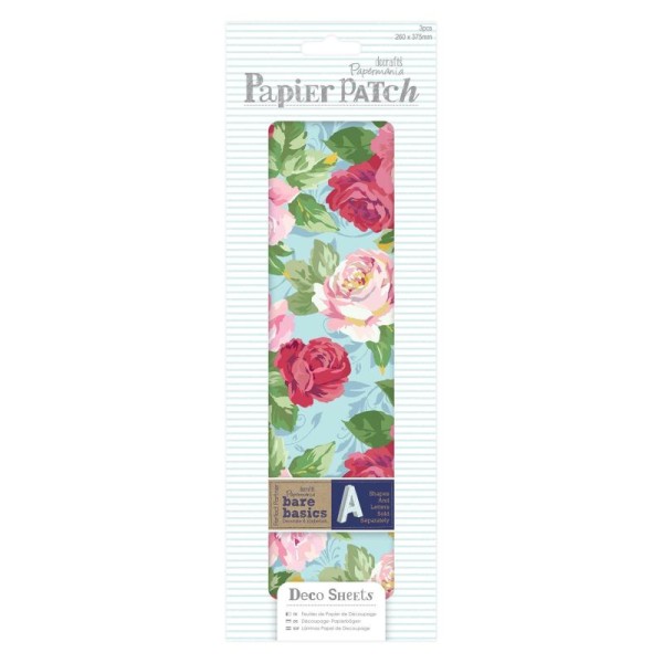 Papier Patch - Roses sur fond bleu - Blooms - Docrafts - Photo n°1