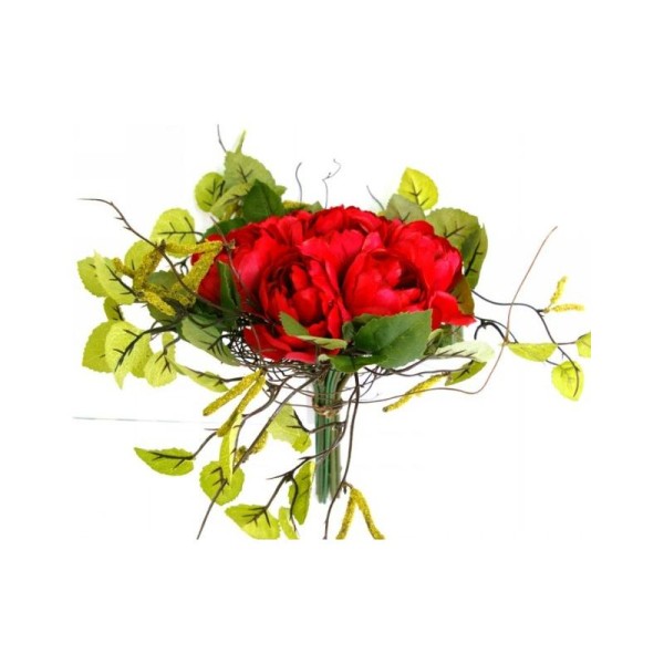 Bouquet de fleurs artificielles Bouleau et Renoncules rouges - Photo n°1