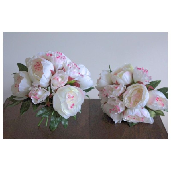 Bouquet artificiel Ø20cm fleurs blanches 10 Pivoines artificielles - Photo n°1