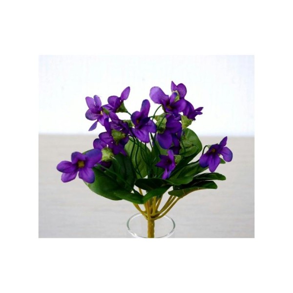 Violettes artificielles de Toulouse bouquet H20cm / 16 fleurs - Fleurs  artificielles haut de gamme - Creavea