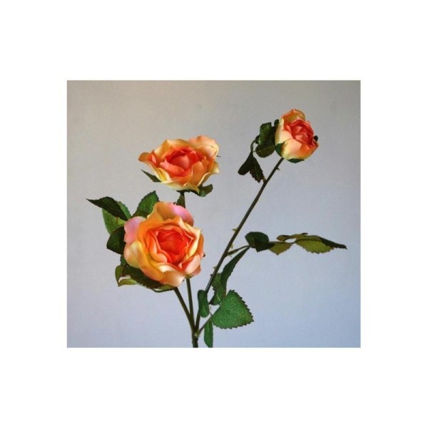 Roses artificielles H43cm orange 3 petites fleurs - Photo n°1