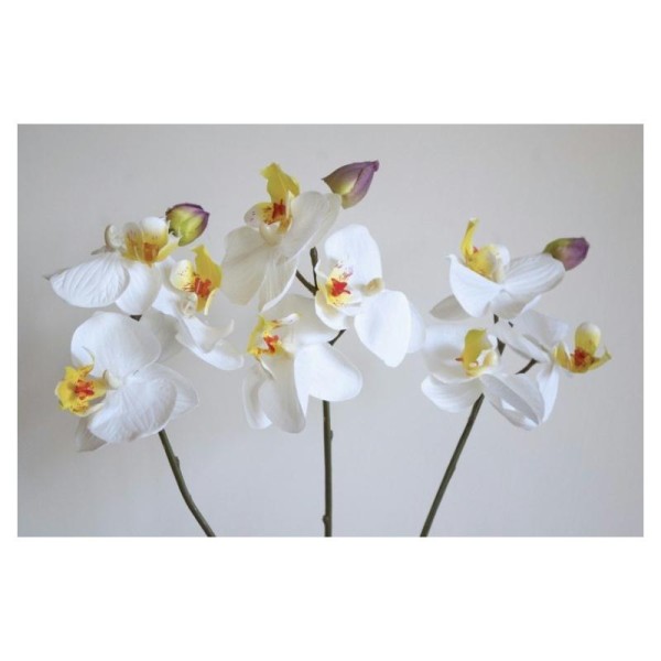 Orchidées artificielles H33cm blanches bouquet 3 tiges - Photo n°1