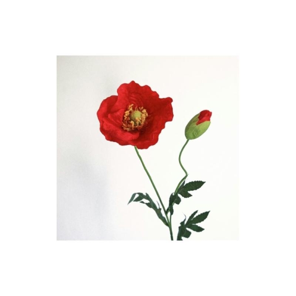 Coquelicot artificiel H65cm rouge fleur artificielle Ø11cm + bouton - Photo n°1