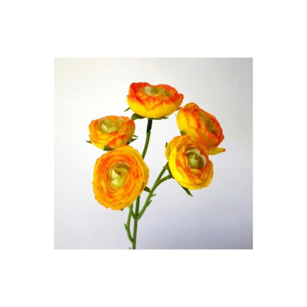 Renoncules artificielles H28cm jaune 5 fleurs Ø5cm - Photo n°1