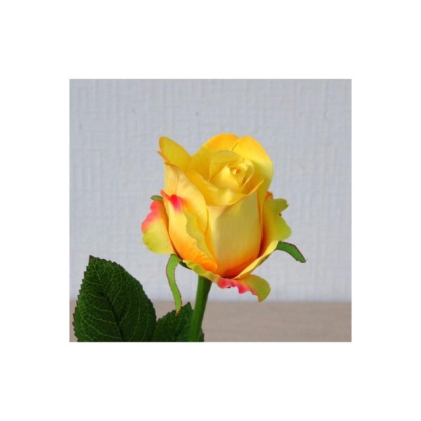 Rose artificielle H60cm jaune fleur bouton - Photo n°1
