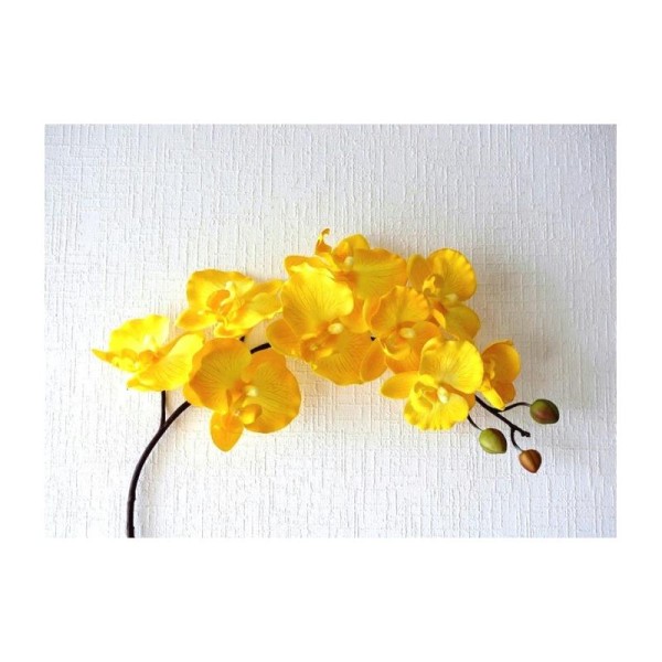 Orchidée artificielle déco H103cm jaune 9 fleurs artificielles - Photo n°1