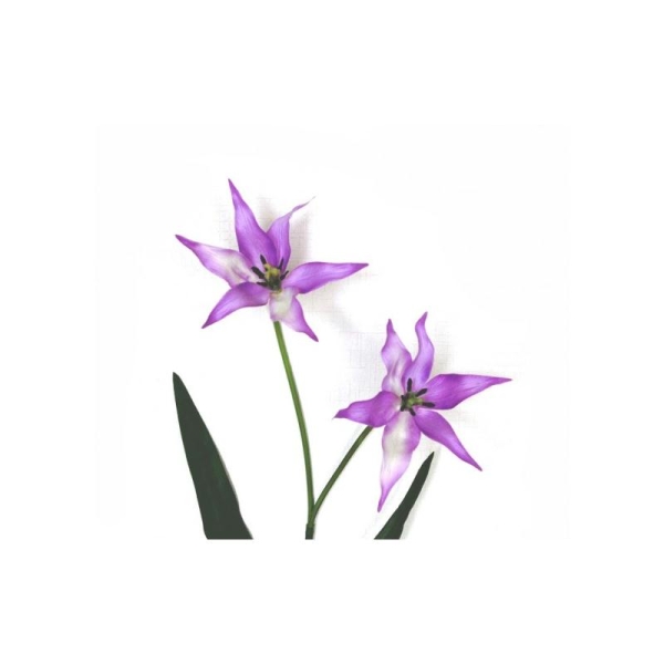 Tulipes artificielles H85cm violettes 2 fleurs - Photo n°1