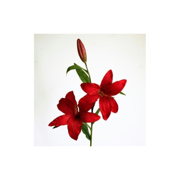 Lys artificiels H45cm rouge 2 fleurs artificielles - Photo n°1