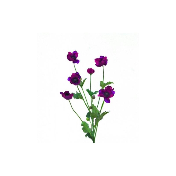 Anémones artificielles H65cm pourpre 7 fleurs Ø 3.5 à 6cm - Photo n°1
