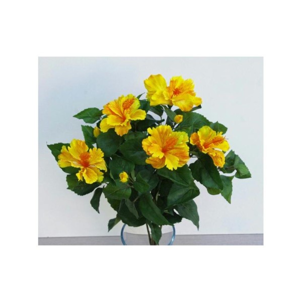 Hibiscus artificiels à fleurs jaunes en piquet - Photo n°1