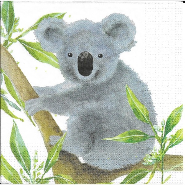 4 Serviettes en papier Koala Format Lunch Decoupage Decopatch 133-2708 PPD - Photo n°1