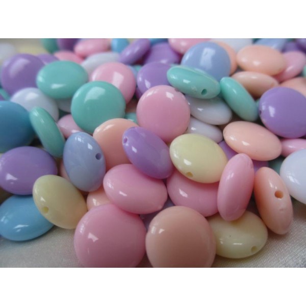 Lot de 200 perles acrylqiues forme palet tons pastels - Photo n°1