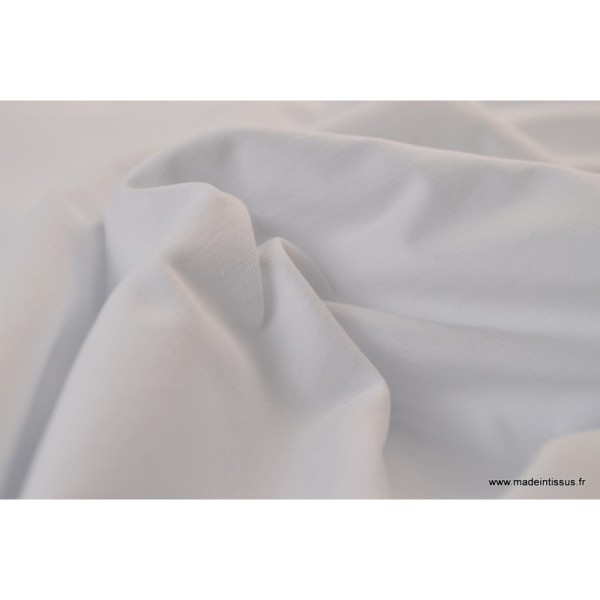 Tissu JERSEY coton élasthanne blanc  x1m - Photo n°4