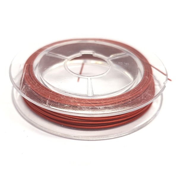 Accessoires création fil câblé 0.38 mm en bobine de 10 mètres Rouge brun - Photo n°1