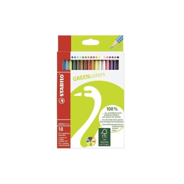 Crayons de couleur GREENcolor - Etui de 18 - Photo n°1