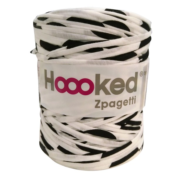 Zpagetti Hoooked DMC - Pelote jersey Mix noir et blanc - 120 mètres - Photo n°1