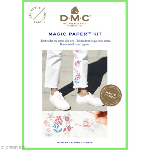 Kit broderie traditionnelle - DMC Magic Paper - Flowers Collection - 5 pcs - Photo n°1