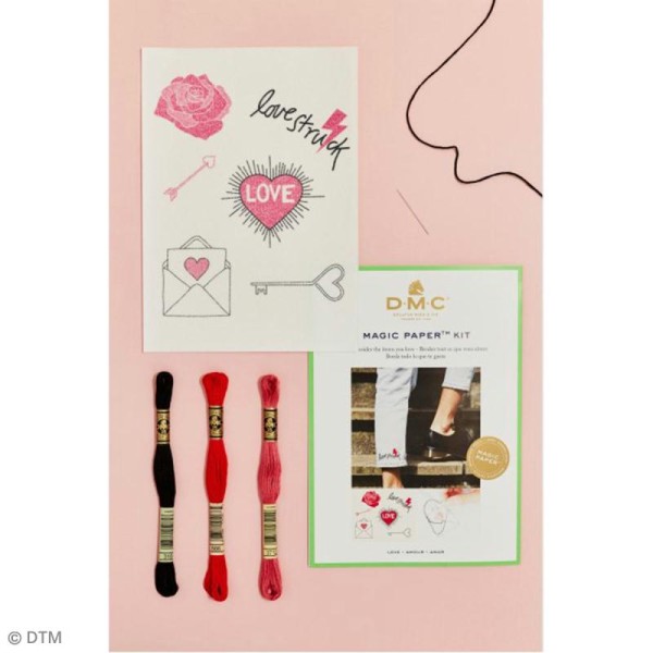 Kit broderie traditionnelle - DMC Magic Paper - Love Collection - 5 pcs - Photo n°2