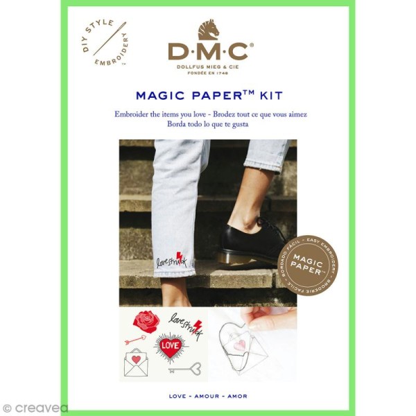 Kit broderie traditionnelle - DMC Magic Paper - Love Collection - 5 pcs - Photo n°1