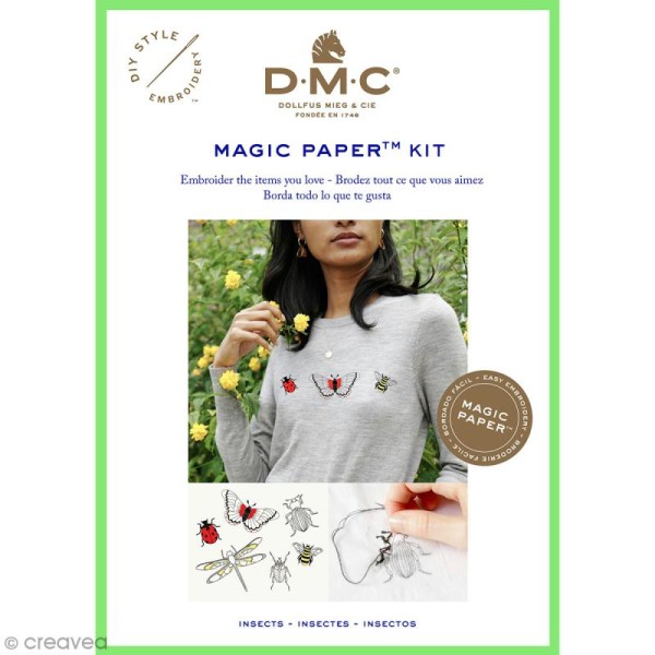 Kit broderie traditionnelle - DMC Magic Paper - Insect Collection - 5 pcs - Photo n°1