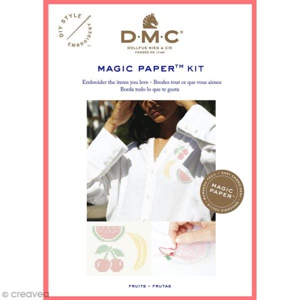 Kit broderie point de croix - DMC Magic Paper - Fruits Collection - 5 pcs - Photo n°1