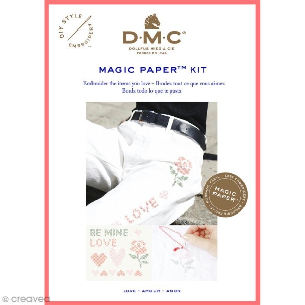 Kit broderie point de croix - DMC Magic Paper - Love Collection - 5 pcs - Photo n°1