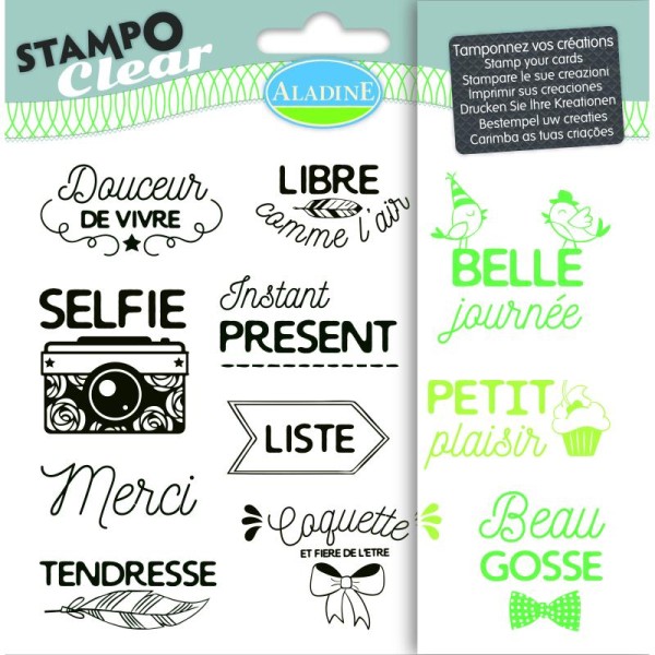 Tampons Clear 11 pièces - Thème phrases expressions - Photo n°1