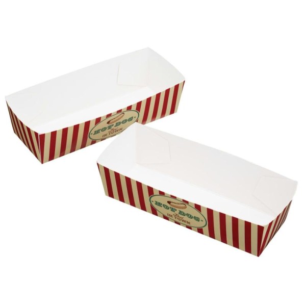 Boîte plateau pour hot dog - Lot de 6 boîtes décorées - Photo n°1