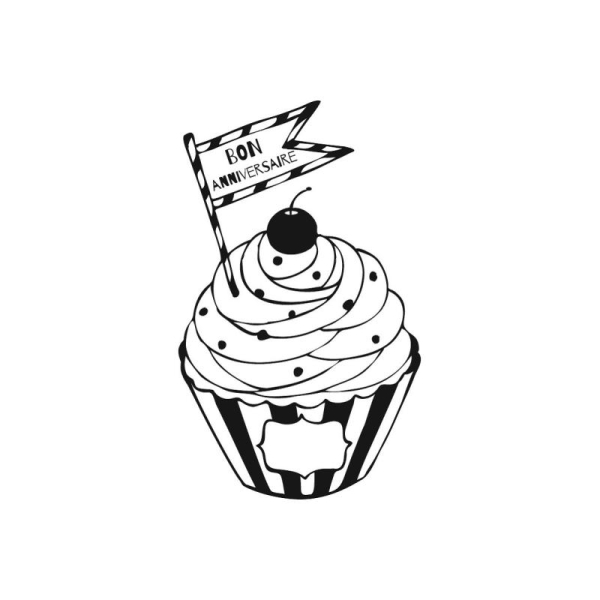 Tampon en bois cupcake anniversaire - Photo n°1