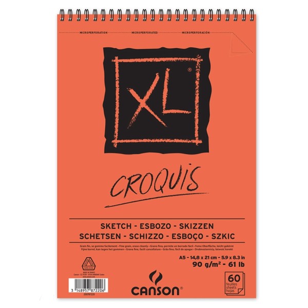 Carnet XL Canson - Croquis - A5 - 90 g - 60 feuilles - Photo n°1