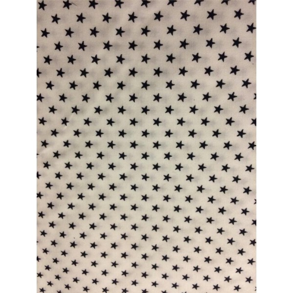 Coton blanc étoiles noires vendu par 25cm - Photo n°1