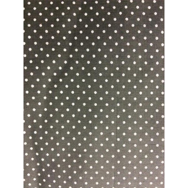 Tissu de coton gris à pois blanc fin vendu par 25cm - Photo n°1