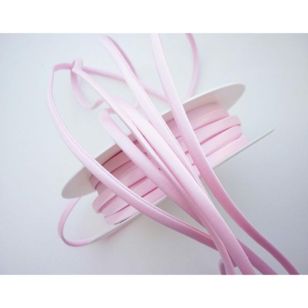Cordon satin rose pastel spaghetti épais 7 mm - au mètre - Photo n°1