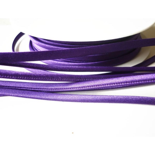 Cordon satin violet spaghetti épais 7 mm - au mètre - Photo n°1