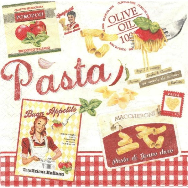 4 Serviettes en papier Cuisine Italie Pâtes Vintage Home Collection Pasta Format Lunch - Photo n°1