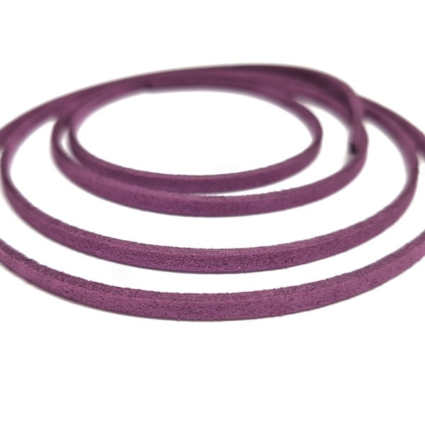 Cordon lacet 3 mm suédine (1 mètre) Violet - Photo n°1
